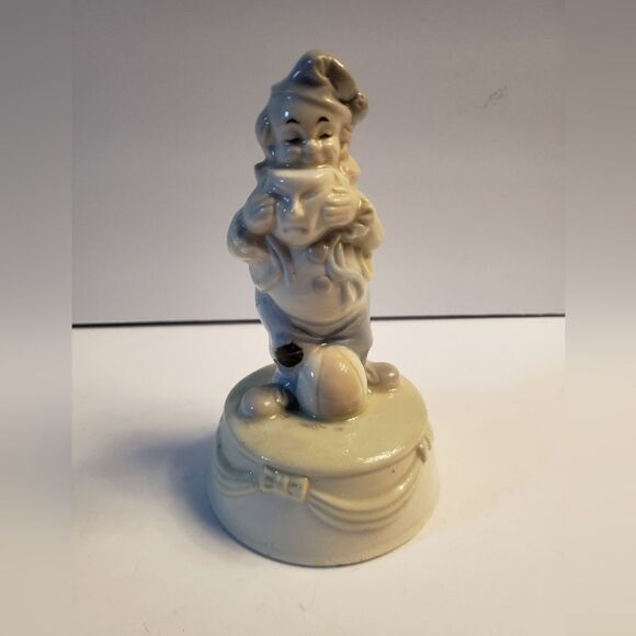 Porcelain Clown Holding Mask - Picture 2 of 9